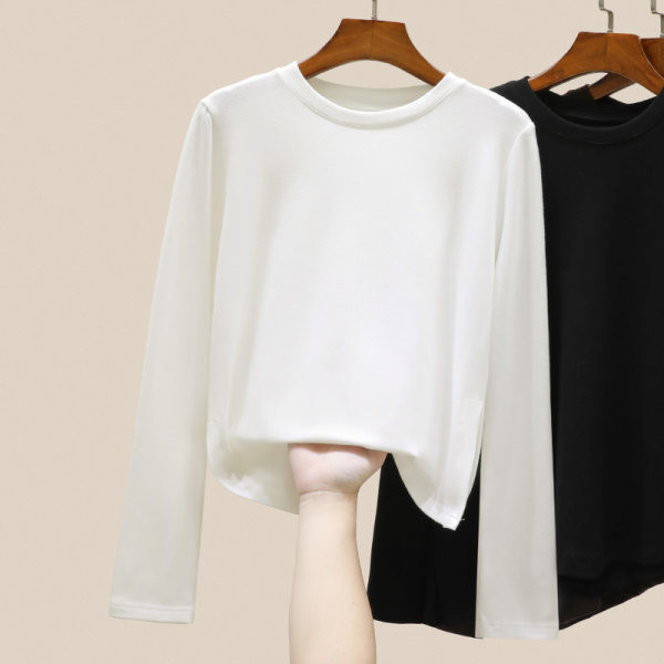 Асиметричен модел дамска блуза с дълъг ръкав