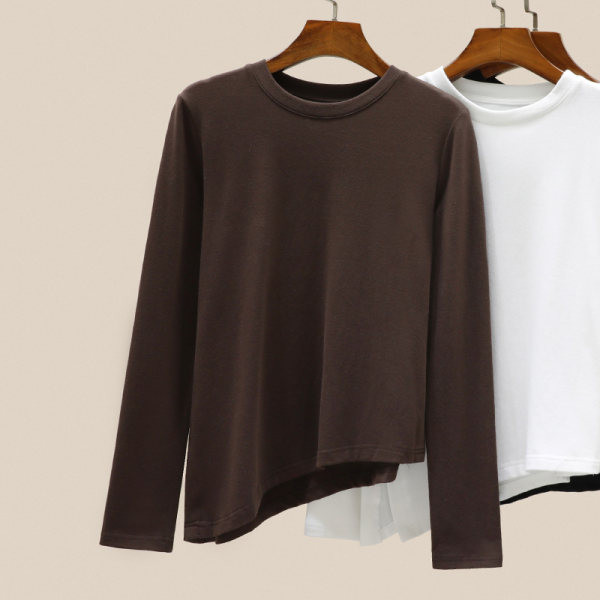 Асиметричен модел дамска блуза с дълъг ръкав