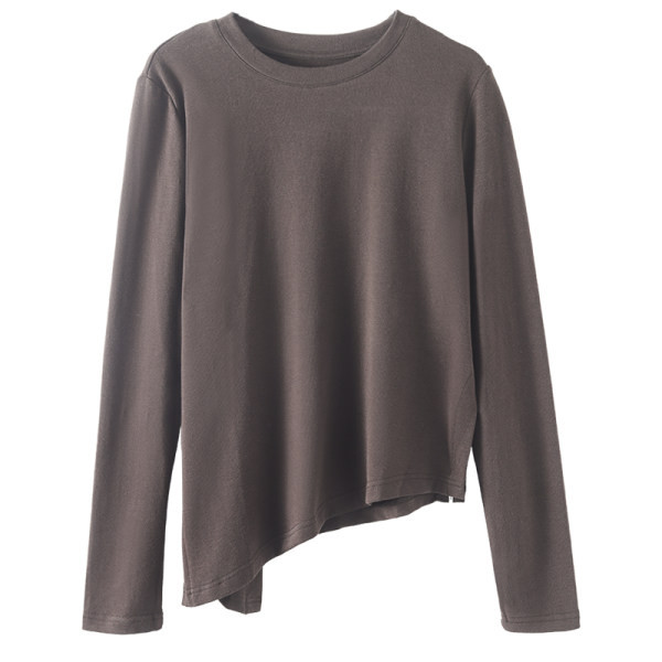 Асиметричен модел дамска блуза с дълъг ръкав