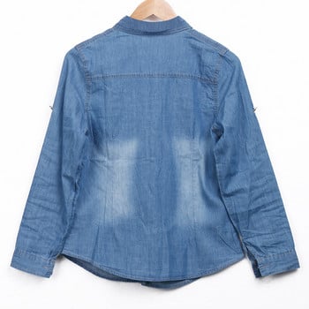 Φθινοπωρινά τζιν πουκάμισα Camisa Feminina μακρυμάνικο πουκάμισο τζιν Μπλούζες Γυναικείες τσέπες με κουμπιά Chemise τοπ 2020