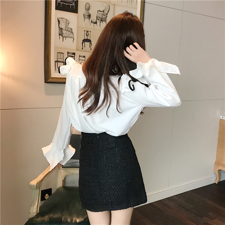 temperamentna korejska ženska odjeća Bluza s mašnom Bandage košulje Ženski jesenski stil modnih marki s volanima široke majice novo