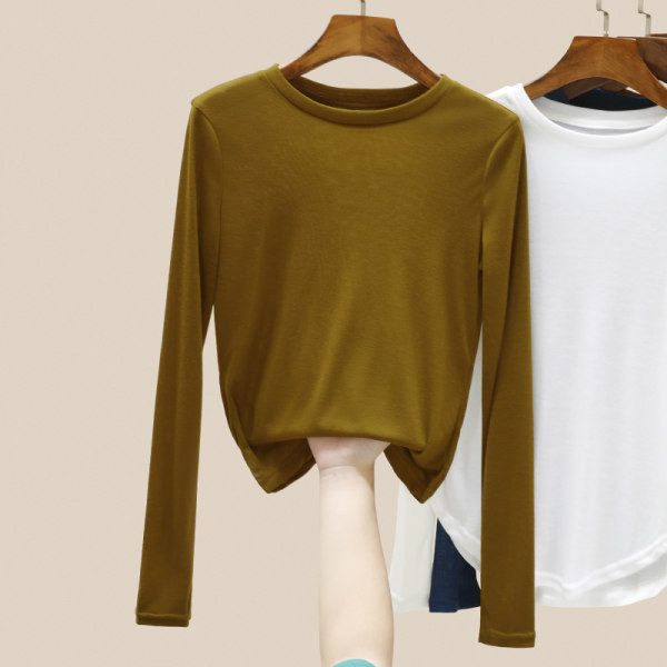 Jednobojna ženska bluza dugih rukava s okruglim izrezom