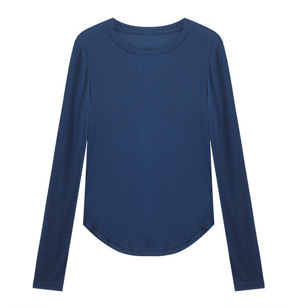 Jednobojna ženska bluza dugih rukava s okruglim izrezom