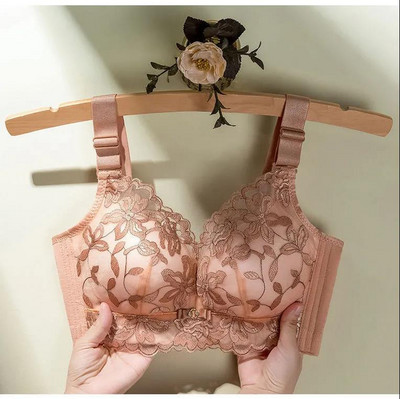 Moteriška laisvalaikio liemenėlė su siuvinėjimais ir reguliuojamais petnešėlėmis