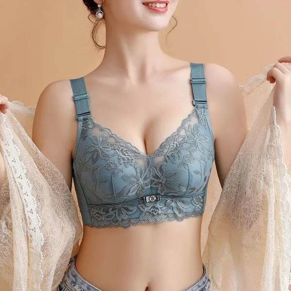 Moteriška laisvalaikio liemenėlė su siuvinėjimais ir reguliuojamais petnešėlėmis