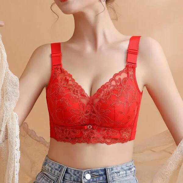 Moteriška laisvalaikio liemenėlė su siuvinėjimais ir reguliuojamais petnešėlėmis