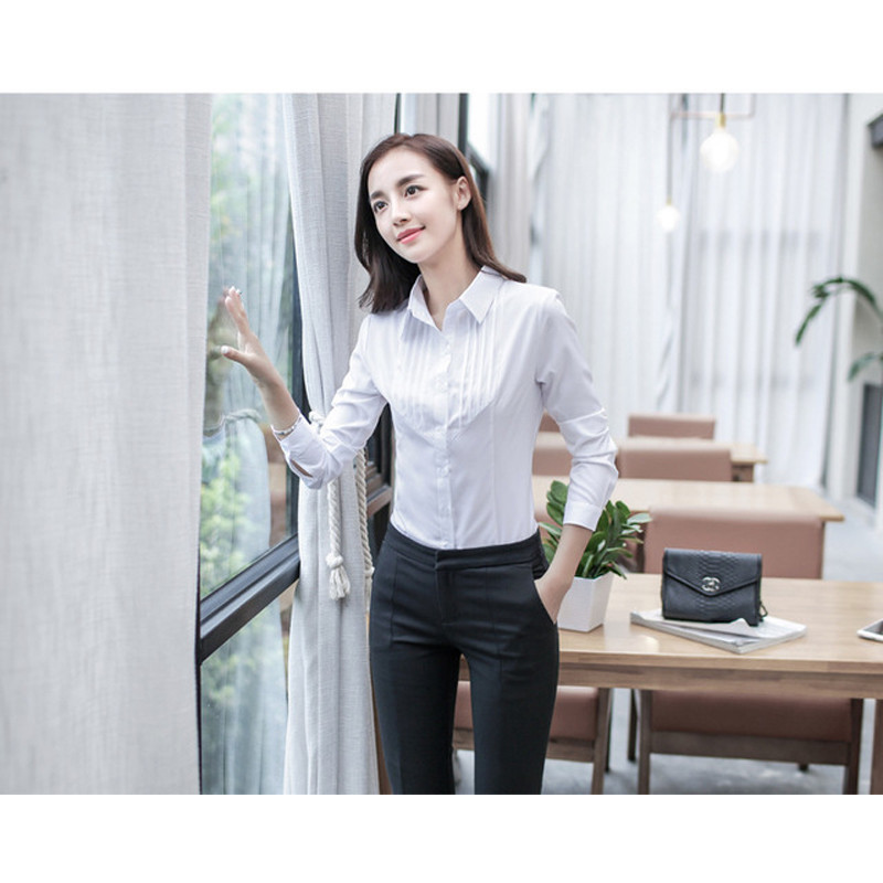 Női ingek Női felsők és blúzok Fehér blúz OL Nyári Női Ruhák Kosztümök Mujer De Moda 2019 Blusas Femininas