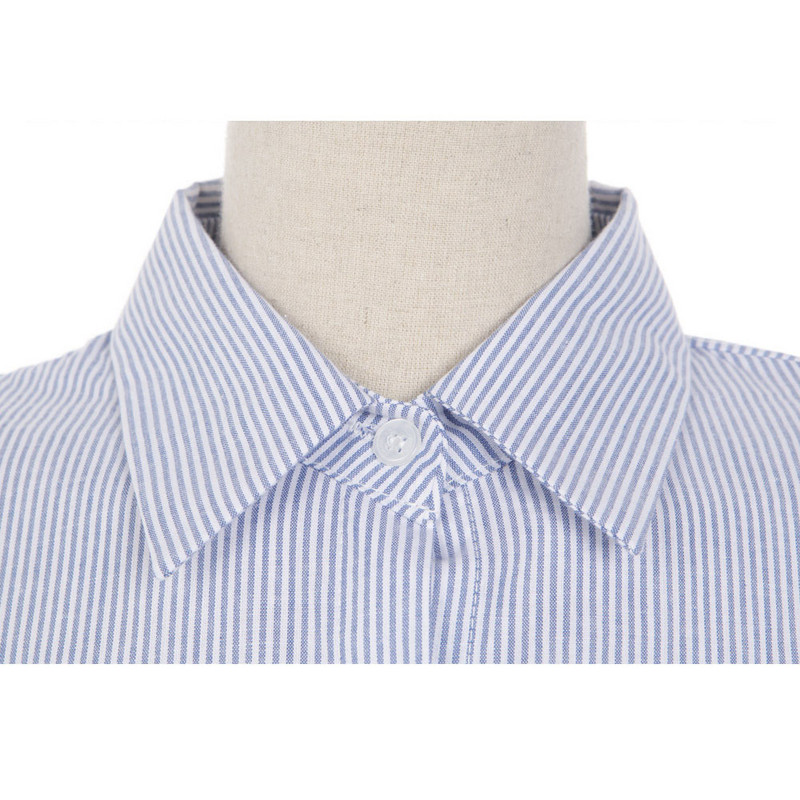 Blusas Mujer De Moda 2018 m. rudens viršūnės dryžuota palaidinė, sagos biuro moteriškos kišenės, atverčiamos apykaklės, moteriški marškiniai, rožinės spalvos, moteriška