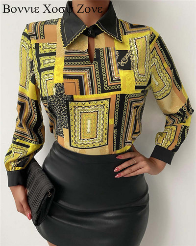 Ženska košulja dugih rukava s dugim rukavima i bluzama s mješovitim printom u boji, gornji dijelovi dnevni lookovi