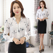 Cea mai bună calitate 2017 de modă pentru femei bluză cu decolteu în V vintage bluză din șifon imprimeu cu mâneci lungi cămăși pentru femei bluze plus size ropa mujer