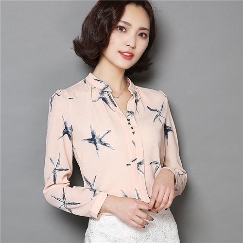 Cea mai bună calitate 2017 de modă pentru femei bluză cu decolteu în V vintage bluză din șifon imprimeu cu mâneci lungi cămăși pentru femei bluze plus size ropa mujer