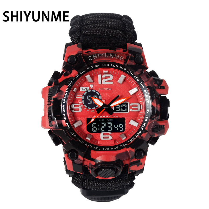 SHIYUNME prekės ženklo kamufliažinis karinis skaitmeninis kvarcinis laikrodis Vyriški vandeniui atsparūs lauko sporto laikrodžiai Vyriški Relogio Masculino