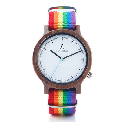 ALK Vision Pride Rainbow Top Ceasuri din lemn Dropshipping Brand Femei Bărbați Ceas din lemn Pânză LGBT Curea Fashion Casual Ceas de mână