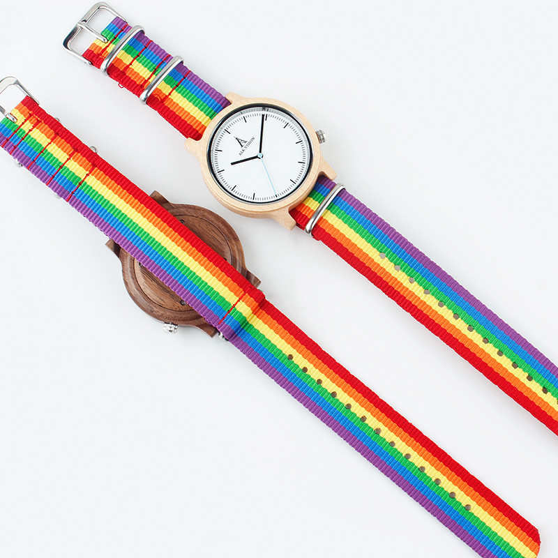 ALK Vision Pride Rainbow Top Ceasuri din lemn Dropshipping Brand Femei Bărbați Ceas din lemn Pânză LGBT Curea Fashion Casual Ceas de mână