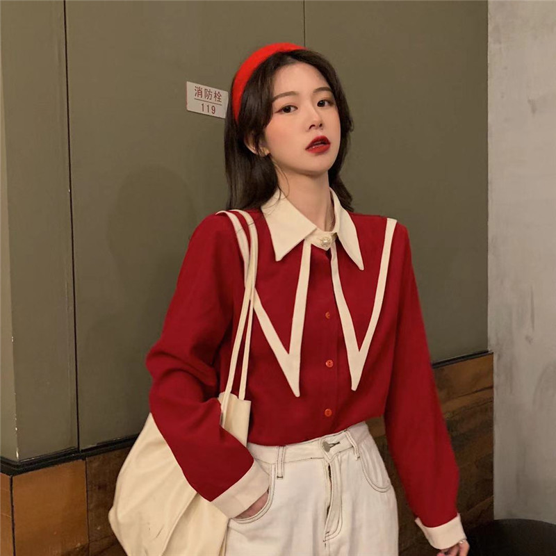 Bluze de primăvară OCEANLOVE pentru femei 2021, cu guler răsturnat, bluze vintage, bluze pentru femei, cămăși de modă coreeane, elegante