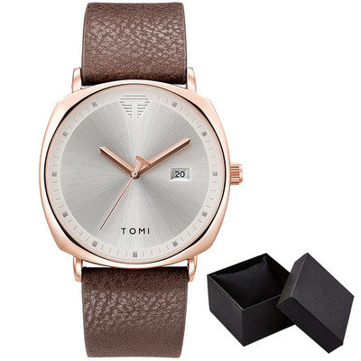 Kalender meeste käekell Lihtne ruudukujuline sihverplaat meeste kvartskäekellad vabaaja nahast käekell meeste minimalistlik must pruun kell