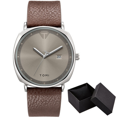 Kalender meeste käekell Lihtne ruudukujuline sihverplaat meeste kvartskäekellad vabaaja nahast käekell meeste minimalistlik must pruun kell