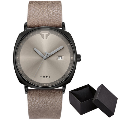 Kalender meeste käekell Lihtne ruudukujuline sihverplaat meeste kvartskäekellad vabaaja nahast käekell meeste minimalistlik must pruun kell