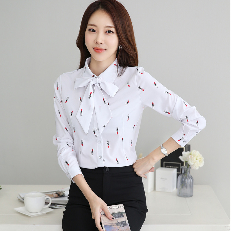 Divat női blúzok 2019 hosszú ujjú női ing sifon blúz ing nyomott Nagy méretű ing Feminina NS4217