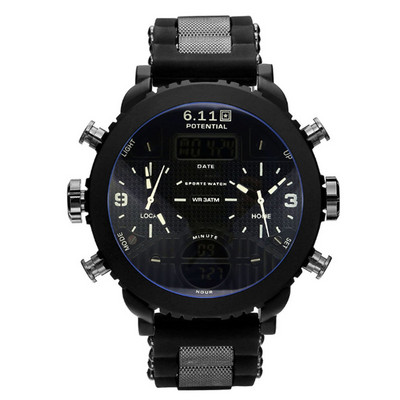 6.11 Ceasuri mari pentru bărbați Ceasuri de mână sport cu quartz pentru bărbați Ceas de sport digital cu Led negru cu quartz pentru bărbați Relogio Masculino