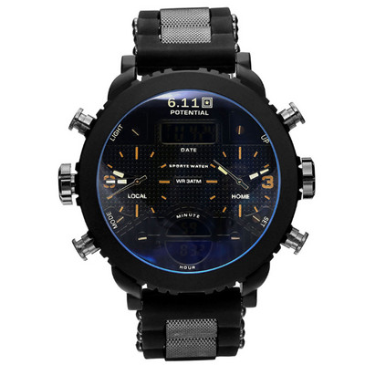 6.11 Ceasuri mari pentru bărbați Ceasuri de mână sport cu quartz pentru bărbați Ceas de sport digital cu Led negru cu quartz pentru bărbați Relogio Masculino