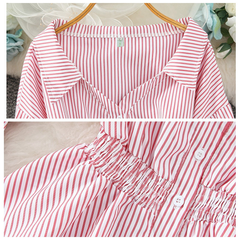 Divat csíkos ing Női felsők Alkalmi, hosszú ujjú, rugalmas derékú női blúz Női Vintage új dizájn elegáns női ing