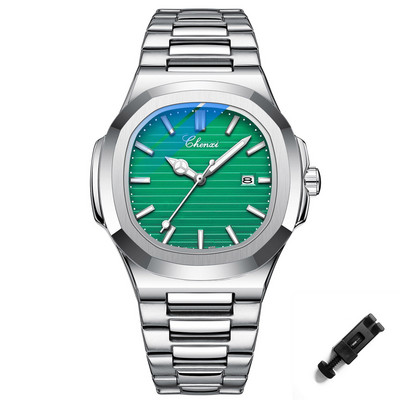 Modni muški satovi Srebrni nehrđajući čelik Minimalizam Ležerni poslovni satovi Muški luksuzni kvarcni ručni sat za muški kalendar