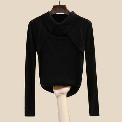 Ежедневна дамска блуза от тънко плетиво с дълъг ръкав