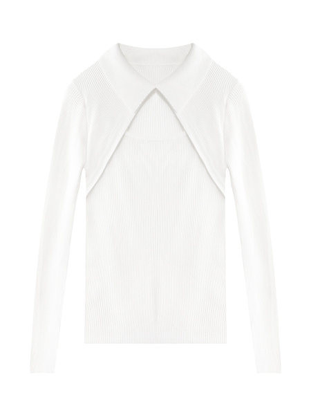 Ежедневна дамска блуза от тънко плетиво с дълъг ръкав