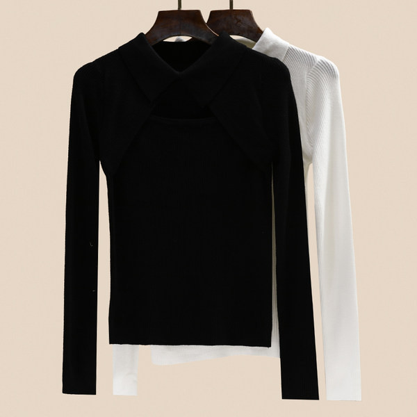 Ежедневна дамска блуза от тънко плетиво с дълъг ръкав