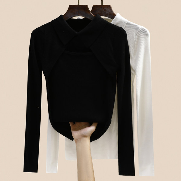 Ежедневна дамска блуза от тънко плетиво с дълъг ръкав