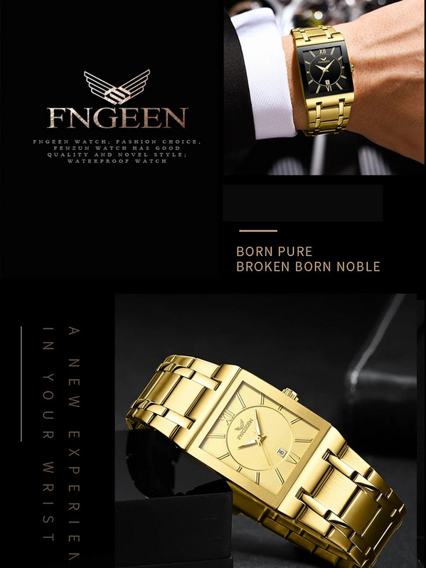 Vyriškas laikrodis, 2022 m. paprastas mados juodas veidelis sidabrinis stačiakampis nerūdijančio plieno kalendorius, vandeniui atsparus kvarcinis laikrodis Relogio Masculino