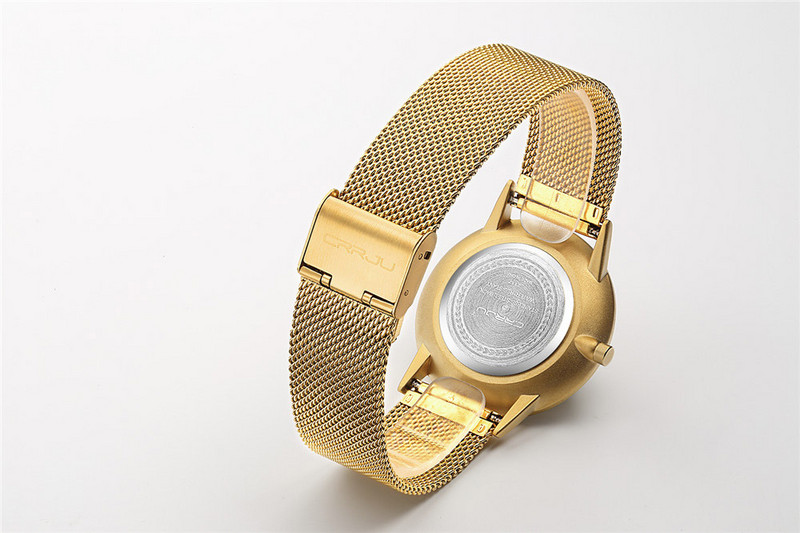 CRRJU itin plonas auksinis laikrodis vyriškas prabangus verslo vyriškas laikrodis Auksinis, atsparus vandeniui, unikalus, laisvalaikio kvarcinė vyriška suknelė Laikrodžio dovana