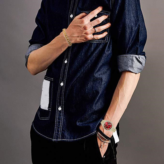 Pilns Iced Out Pulkstenis vīriešiem Bling Miami Kubas ķēdes rokassprādze ar pulksteni Vīriešu hiphopa pulkstenis Luksusa zelta pulkstenis sievietēm Reloj Hombre