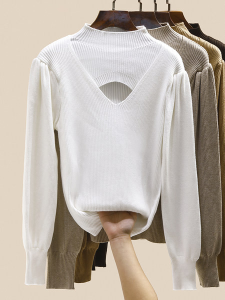 Дамска есенна блуза от плетиво с дълъг ръкав 