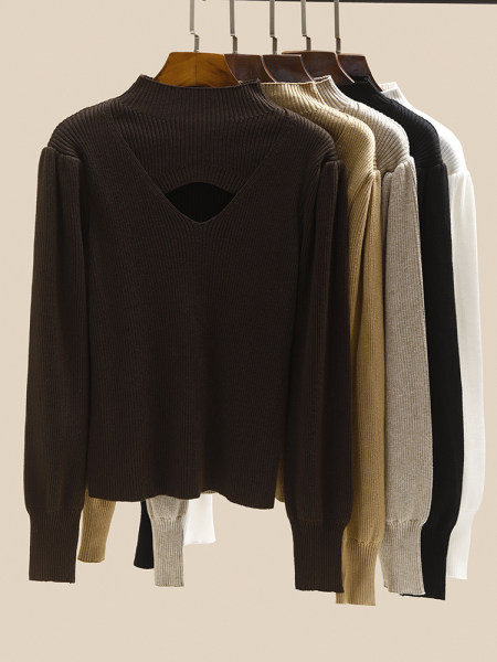 Дамска есенна блуза от плетиво с дълъг ръкав 