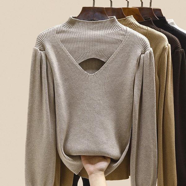 Дамска есенна блуза от плетиво с дълъг ръкав 