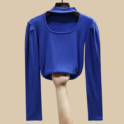 Naujo modelio moteriška palaidinė ilgomis pūstomis rankovėmis