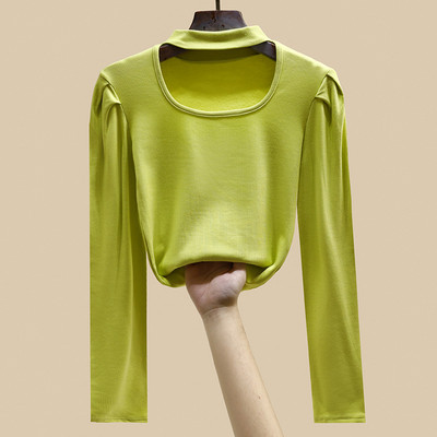 Naujo modelio moteriška palaidinė ilgomis pūstomis rankovėmis