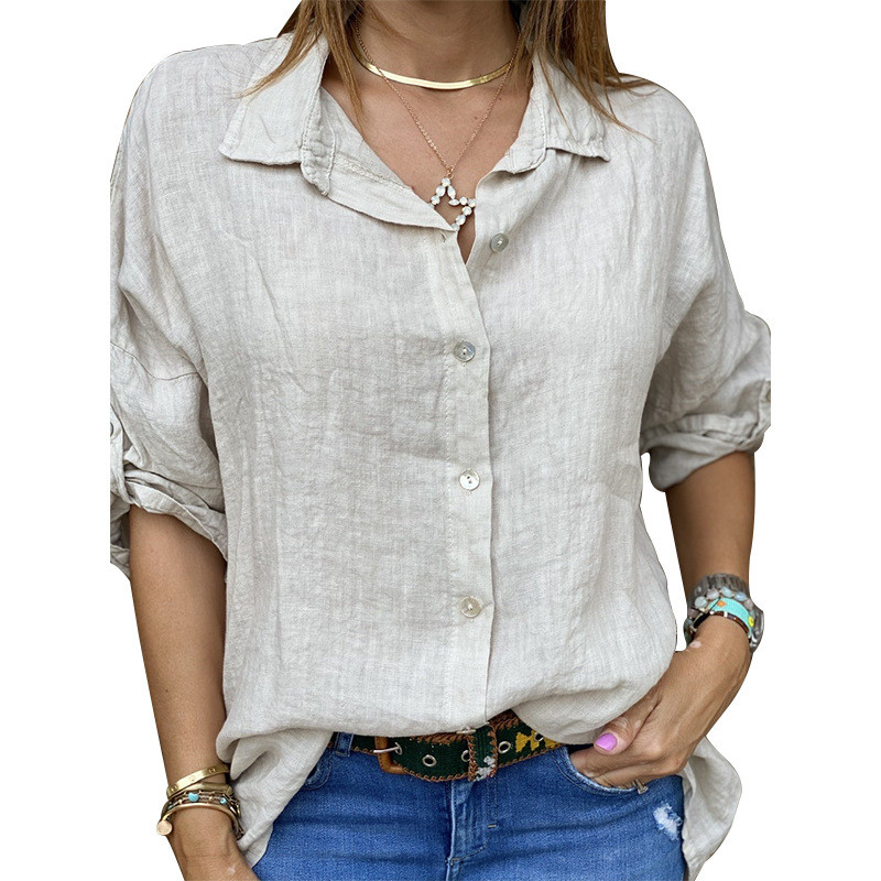 Moteriški balti marškiniai, medvilniniai linai