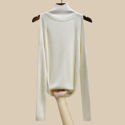 Moteriškas laisvalaikio plonas megztinis ilgomis rankovėmis megztinis