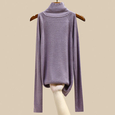 Moteriškas laisvalaikio plonas megztinis ilgomis rankovėmis megztinis