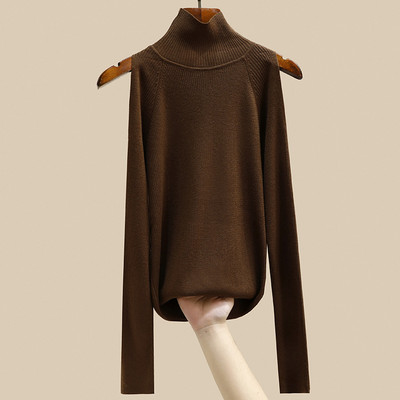 Moteriškas laisvalaikio plonas megztinis ilgomis rankovėmis megztinis