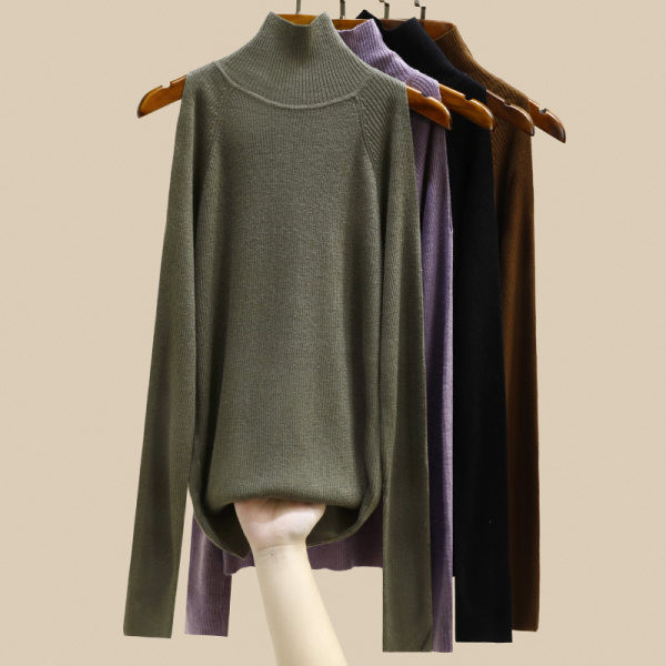 Moteriškas laisvalaikio plonas megztinis ilgomis rankovėmis megztinis