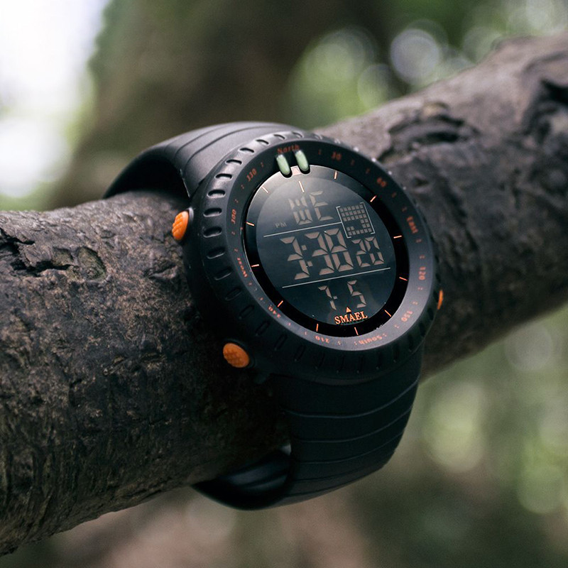 SMAEL márkájú férfi digitális karórák 2022 luxus, vízálló modern óra férfi nappali LED kronográf elektronikus karórák 1237