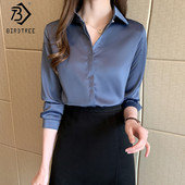Proljeće 2020. Nova ženska uredska dama, šifonska košulja s punim gumbima, modna bluza s dugim rukavima i ovratnikom, ženske majice T9D976O