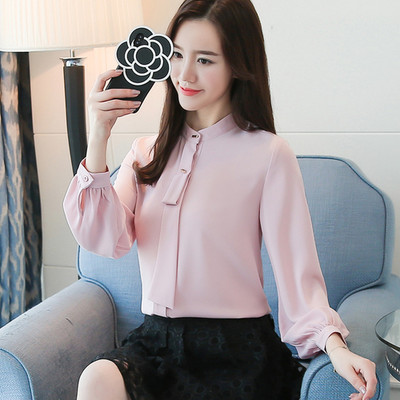 Bluze noi Mujer De Moda de primăvară cu guler în picioare Bluză de birou pentru femei Bluză din șifon Cămașă cu mânecă lungă Cămăși pentru femei Bluse 1958 50