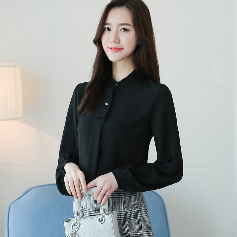 Bluze noi Mujer De Moda de primăvară cu guler în picioare Bluză de birou pentru femei Bluză din șifon Cămașă cu mânecă lungă Cămăși pentru femei Bluse 1958 50