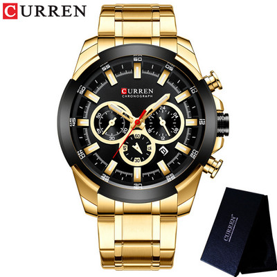 CURREN férfi karóra vízálló kronográf férfi karóra katonai felső márka luxus arany új rozsdamentes acél sport férfi óra 8361
