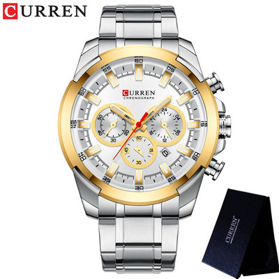 CURREN férfi karóra vízálló kronográf férfi karóra katonai felső márka luxus arany új rozsdamentes acél sport férfi óra 8361